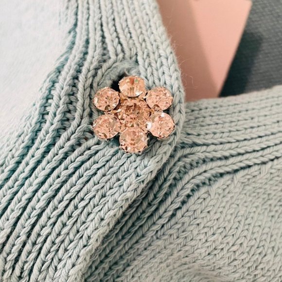 ZARA KNIT CARDIGAN SWEATER WITH JEWELED BUTTONS AND POMPOMS - Picture 8 of 10